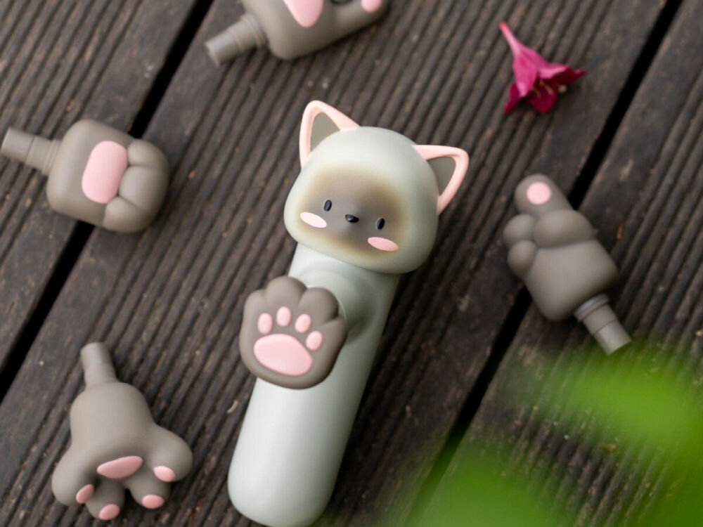 Masażer ręczny Gun 4SMARTS Acecool Cat Mini Jasnoszary – masaż z silikonowymi końcówkami