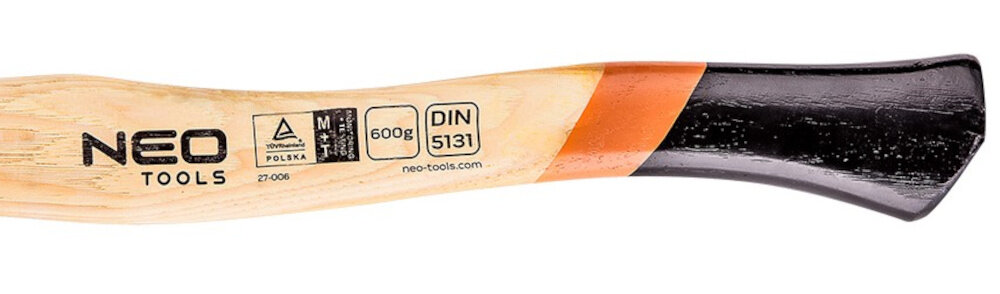 Siekiera NEO 27-006 0.6 kg trzonek z wytrzymalego drewna hikorowe odpornosc na uderzenia naturalna amortyzacja drewniana rekojesc komfortowy chwyt trwalosc przyjemne uzytkowanie
