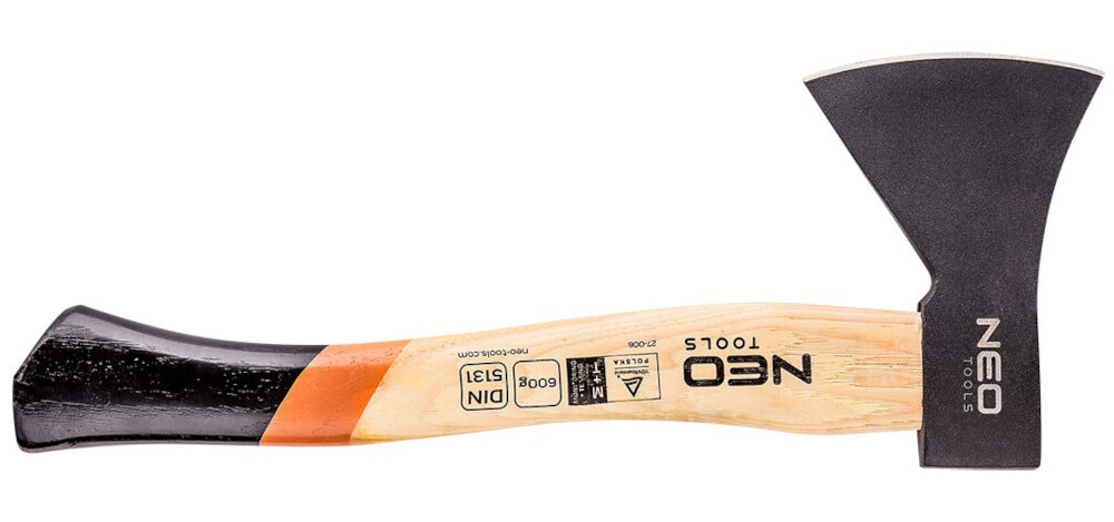 Siekiera NEO 27-006 0.6 kg dlugosc calkowita 360 mm dlugosc obucha 145 mm wygodna w manewrowaniu duza precyzja wygoda sprawne efektywne obrabianie drewna sila wydajnosc