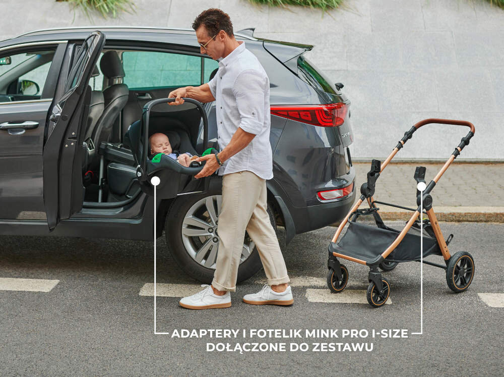 Wózek wielofunkcyjny KINDERKRAFT Esme Pro 3w1 Czarny Wsparcie podczas podróży System TRAVEL SYSTEM z fotelikiem MINK PRO i-Size cała podróż przebiega sprawnie i wygodnie