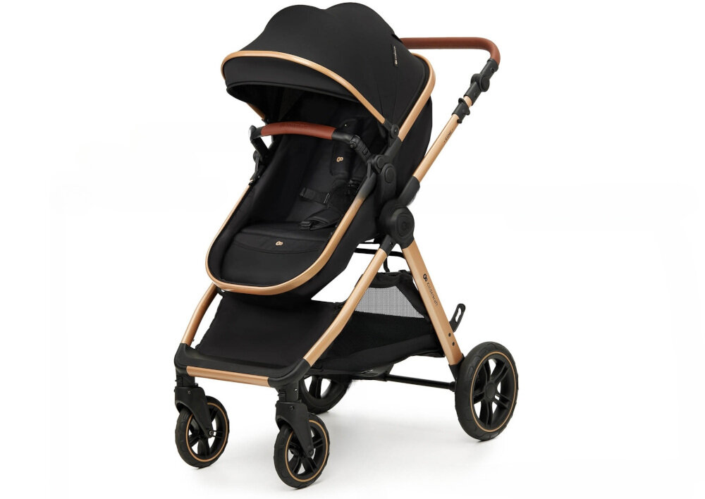 Wózek wielofunkcyjny KINDERKRAFT Esme Pro 3w1 Czarny Praktyczne detale użytkowe Pojemny kosz pod siedziskiem transport zakupów i akcesoriów budka z okienkiem Pasy bezpieczeństwa i barierka