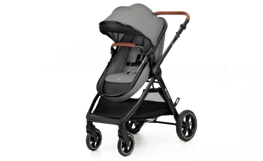 Wózek wielofunkcyjny KINDERKRAFT Esme 2w1 Szary Bezpieczeństwo i akcesoria 5-punktowe, regulowane pasy z miękkimi ochraniaczami odchylana, wypinana z 2 stron barierka kosz o udźwigu do 3 kg