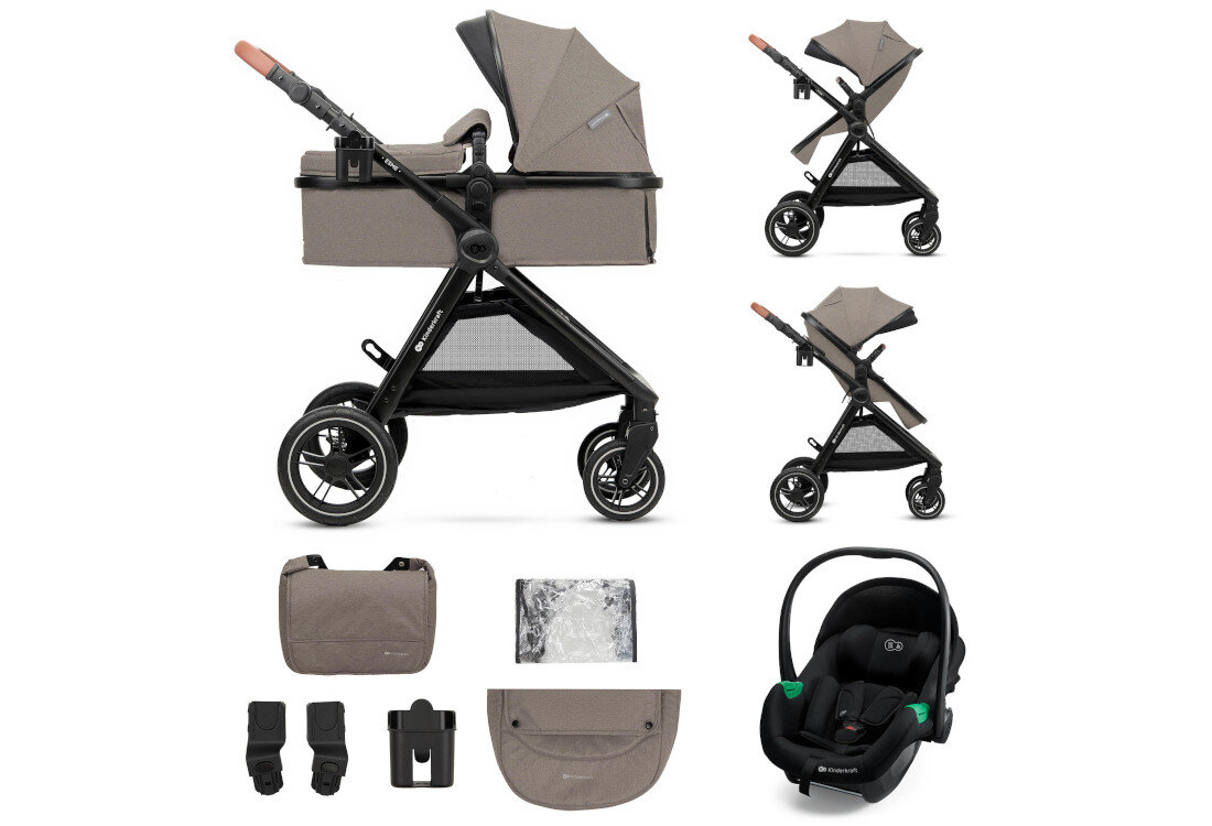 Wózek wielofunkcyjny KINDERKRAFT Esme Pro 3w1 Beżowy zestaw akcesoria komplet wyposazenie