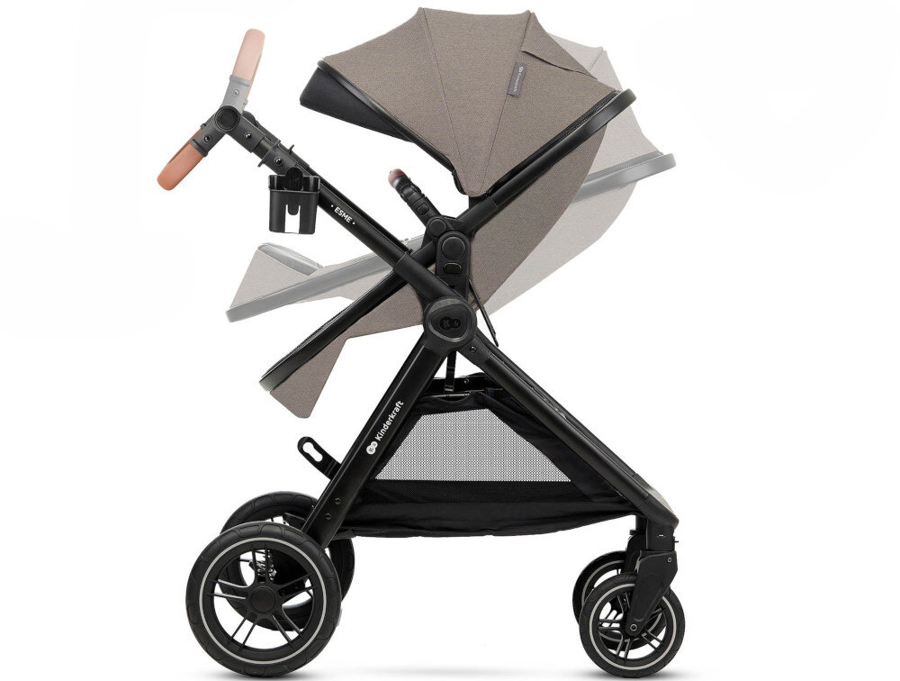 Wózek wielofunkcyjny KINDERKRAFT Esme Pro 3w1 Beżowy Regulacja pod potrzeby dziecka pozycję siedzącą i półleżącą Regulowana rączka komfort prowadzenia dopasowanie wzrost