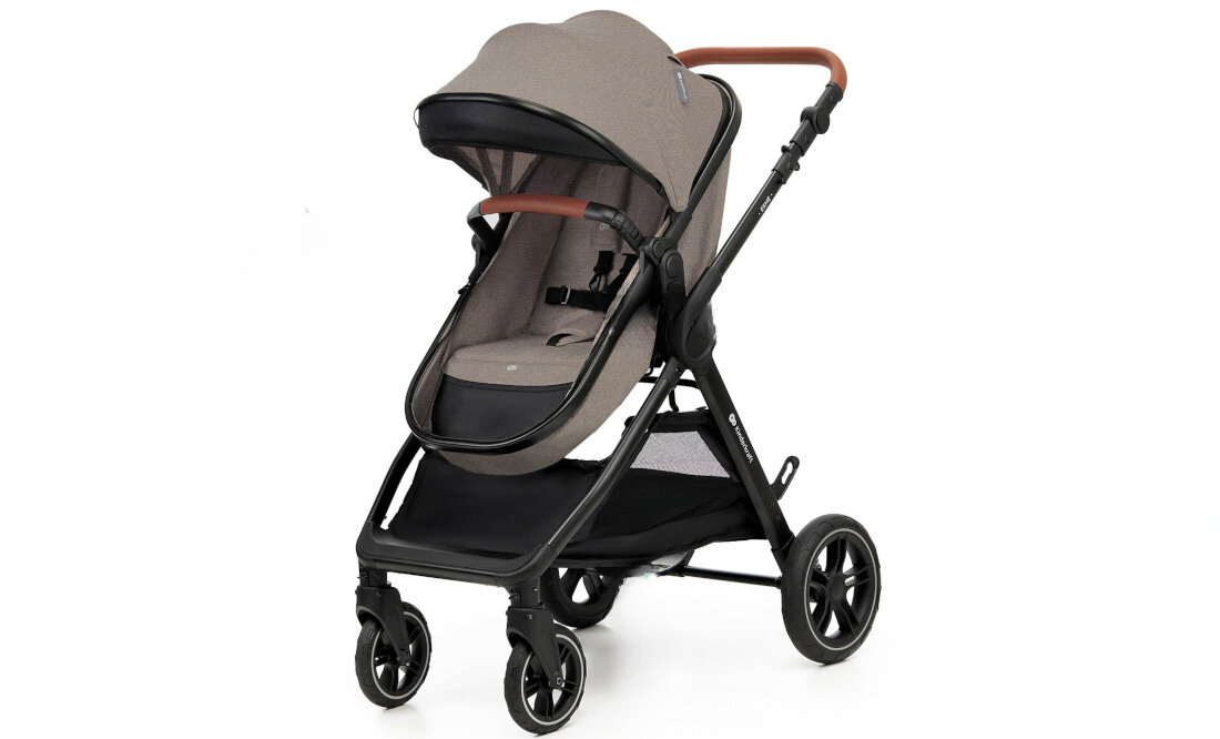 Wózek wielofunkcyjny KINDERKRAFT Esme Pro 3w1 Beżowy Praktyczne detale użytkowe Pojemny kosz pod siedziskiem transport zakupów i akcesoriów budka z okienkiem Pasy bezpieczeństwa i barierka