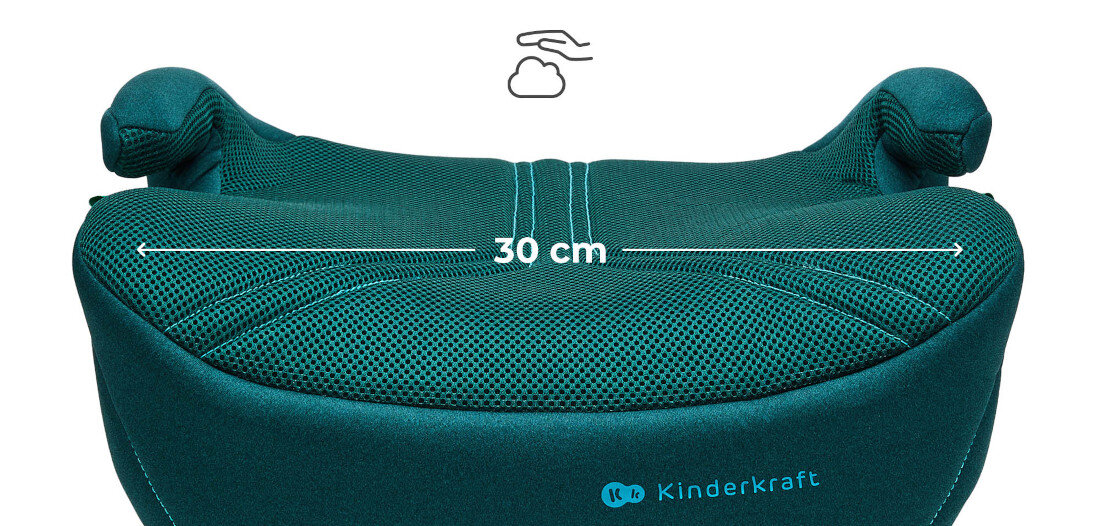 Podstawka samochodowa KINDERKRAFT I-Boost 2 Pro Zielony Komfort na długich trasach Szerokie siedzisko 30 cm z pianką tapicerka AIR FLOW