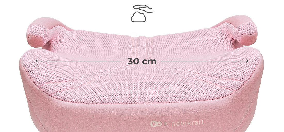 Podstawka samochodowa KINDERKRAFT I-Boost 2 Pro Różowy Komfort na długich trasach Szerokie siedzisko 30 cm z pianką tapicerka AIR FLOW