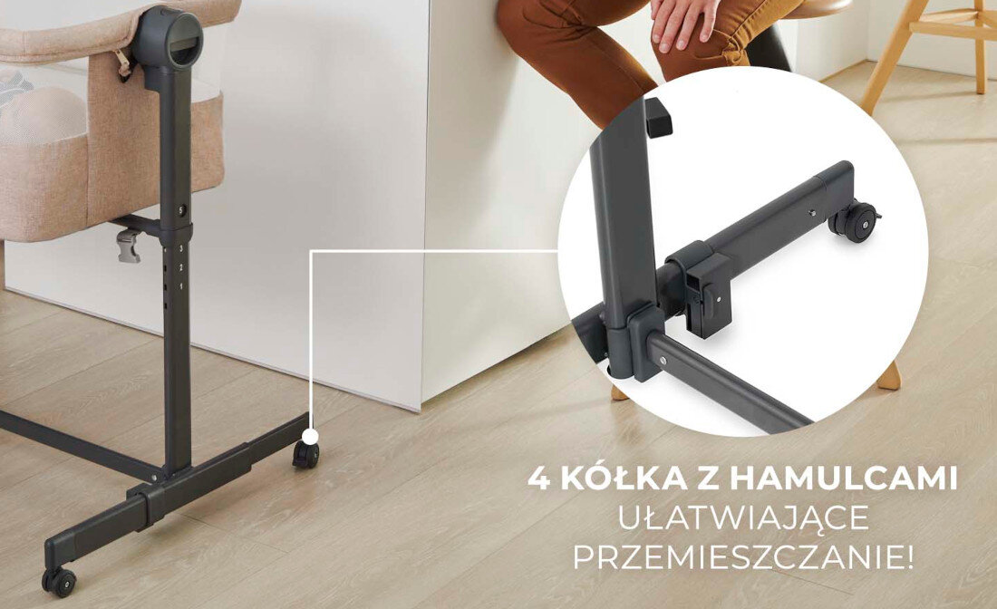 Łóżeczko dostawne KINDERKRAFT Neste Up 2 Beżowy Mobilność w domu Cztery kółka z hamulcem blokada kółek
