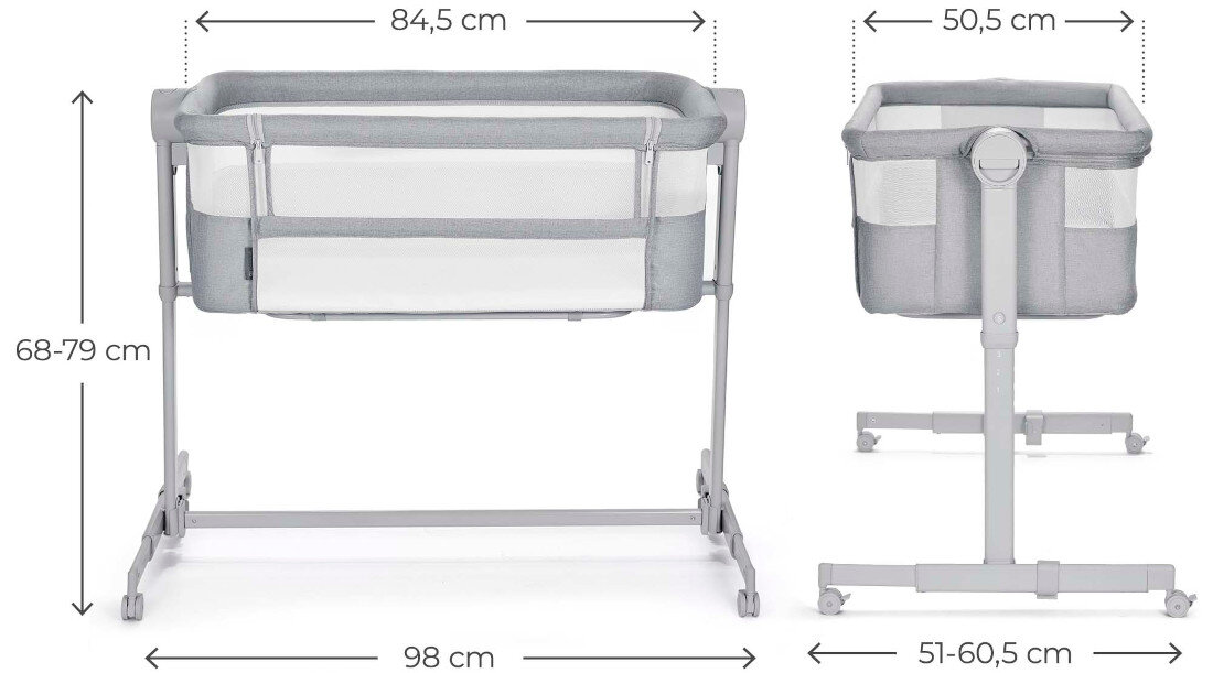 Łóżeczko dostawne KINDERKRAFT Neste Up 2 Jasnoszary Materiały i trwałość Wytrzymały stalowy stelaż poliestrowe poszycie przyjemny w dotyku i prosty w czyszczeniu od pierwszych dni życia 