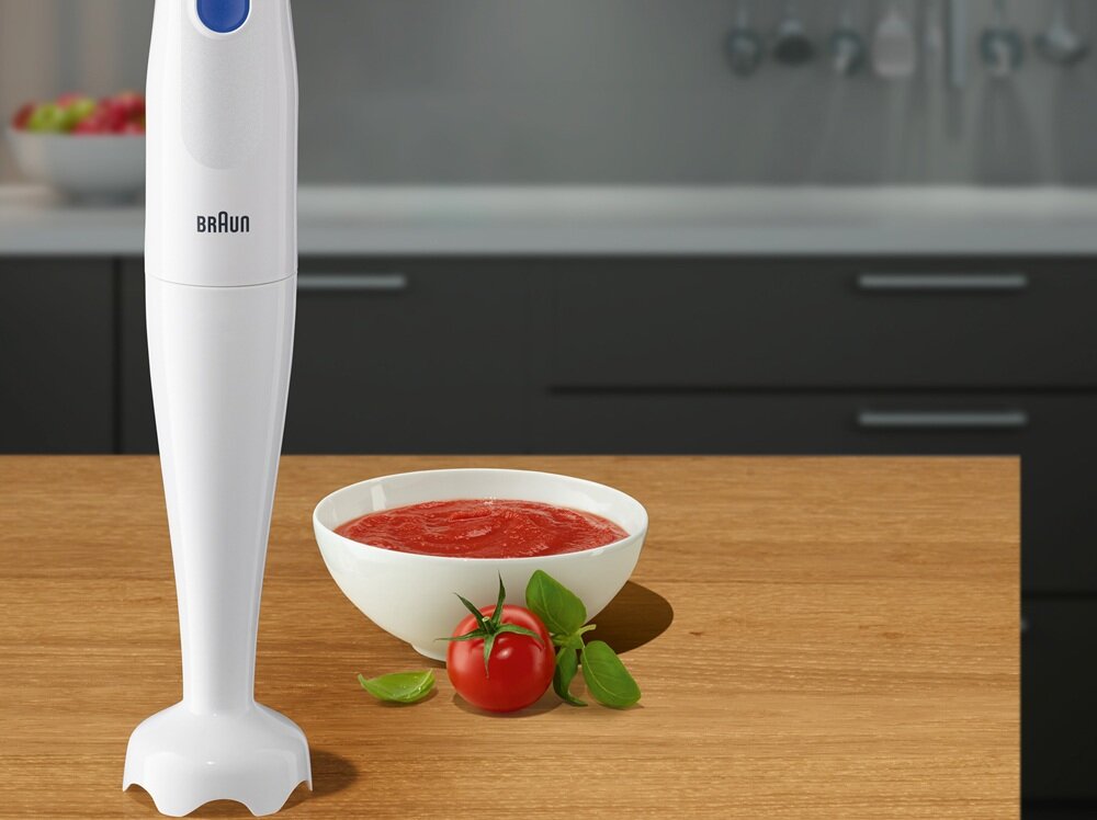 Blender BRAUN MultiQuick 1 MQ10.000P PWH łatwe przygotowanie posiłków, do miękkich i twardych składników, gładka konsystencja, cicha i stabilna praca