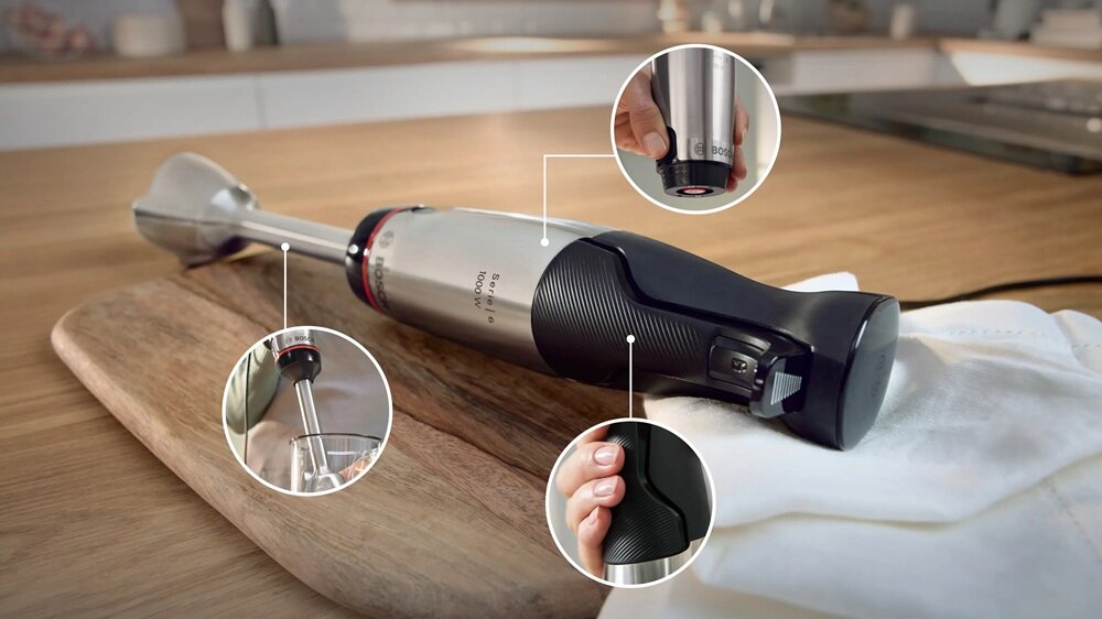Blender ręczny BOSCH ErgoMaster MSM6M652  ergonomiczny, miękki uchwyt, dopasowany do dłoni, nie męczy rąk w czasie pracy