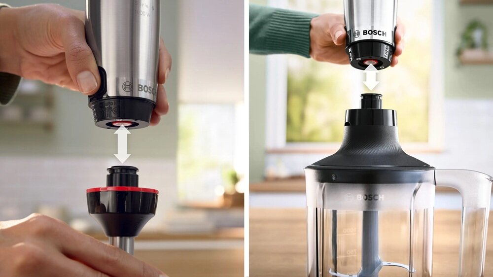 Blender ręczny BOSCH ErgoMaster MSM6M652  system jednego kliknięcia, szybka wymiana akcesorii, usprawnienie pracy