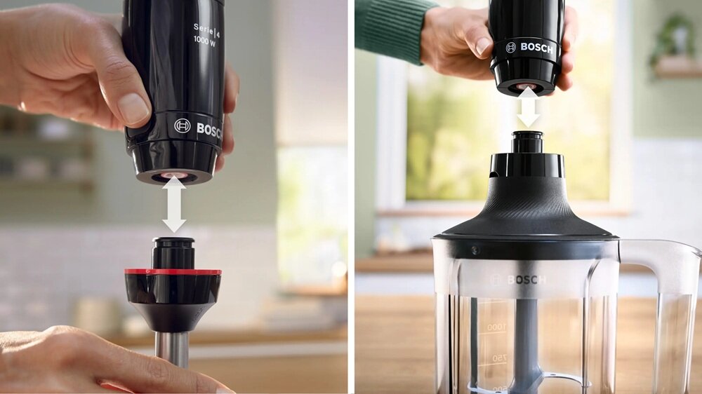 Blender ręczny BOSCH ErgoMaster MSM4B654 system jednego kliknięcia, szybka wymiana akcesorii, usprawnienie pracy