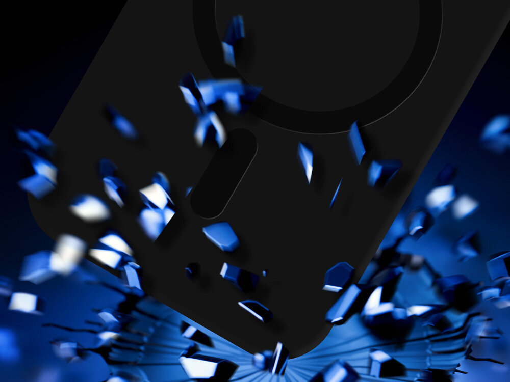 Etui XLINE MagSystem Matt Guardx do Apple iPhone 17 Pro Czarny wizualizacja upadku etui na twardą powierzchnię