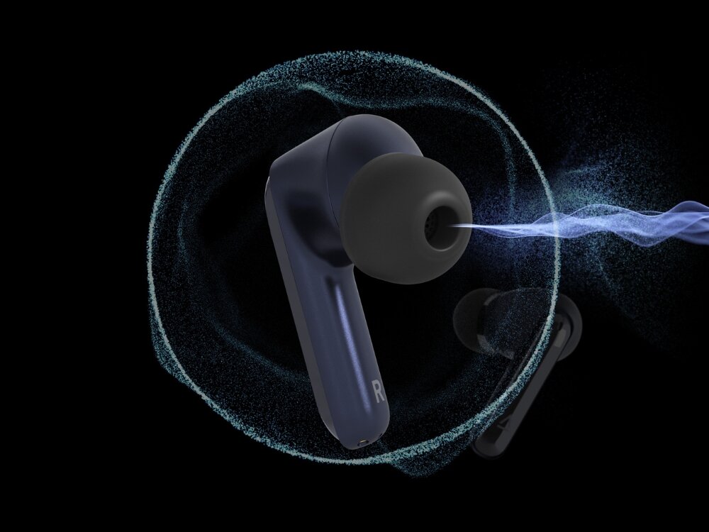 Słuchawki dokanałowe CREATIVE Aurvana Ace 3
                słuchawka na ciemnym tle redukcja szumów anc tryb ambient ipx5 dotykowy panel sterowania konstrukcja lekka wygodna