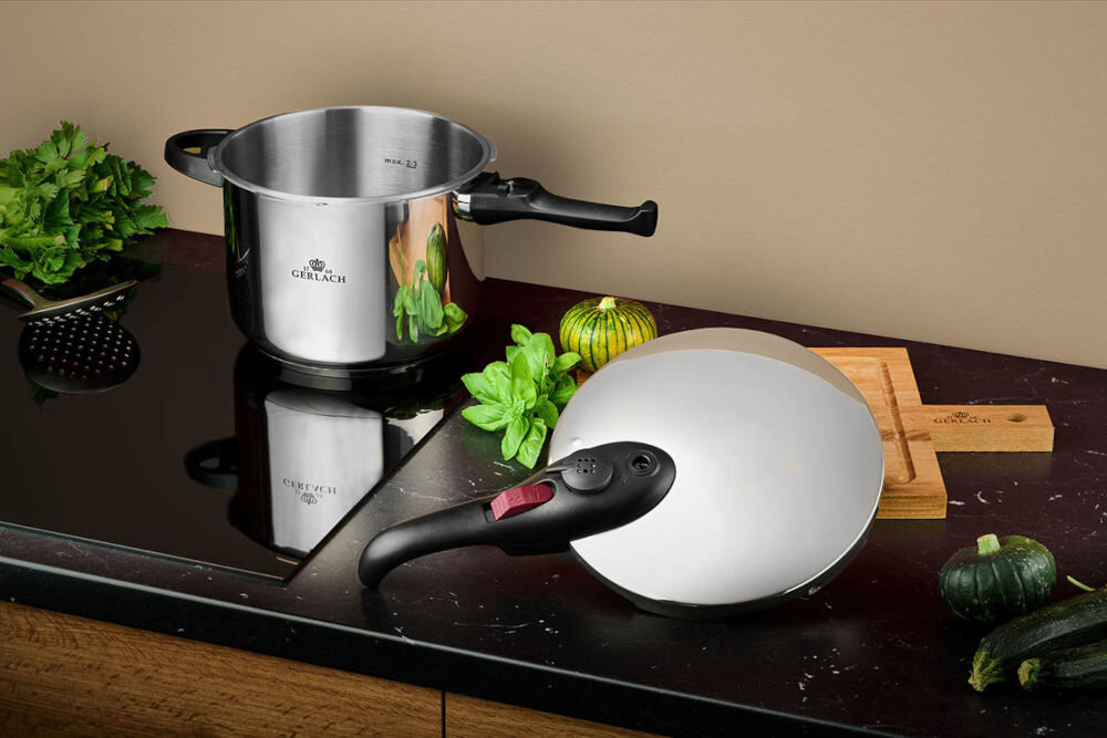 Szybkowar GERLACH First wygodne gotowanie kuchnia pokrywka stal nierdzewna rączki