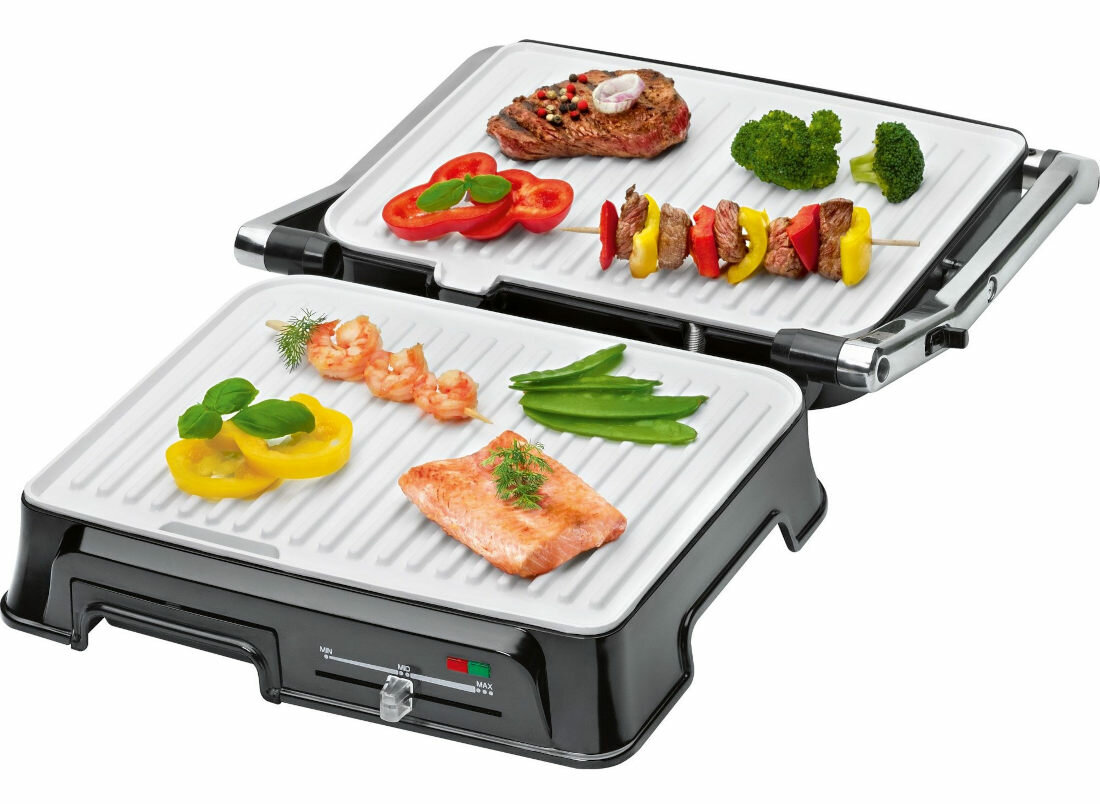 Grill elektryczny CLATRONIC KG 3571 beztluszczowe grillowanie zdrowo kanaly odplywowe wyjmowana tacka ociekowa