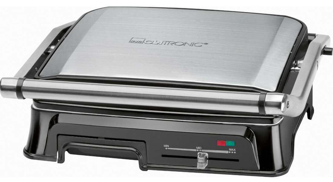 Grill elektryczny CLATRONIC KG 3571 komfort uzytkowania 2 wskazniki swietlne kontrola zasilania i podgrzania powierzchnia wymiary