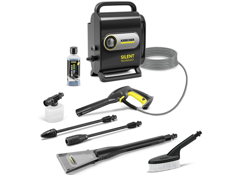 Myjka ciśnieniowa KARCHER K Silent Anniversary Edition cały zestaw wraz z urządzeniem, większa wydajność, dostosowanie ciśnienia