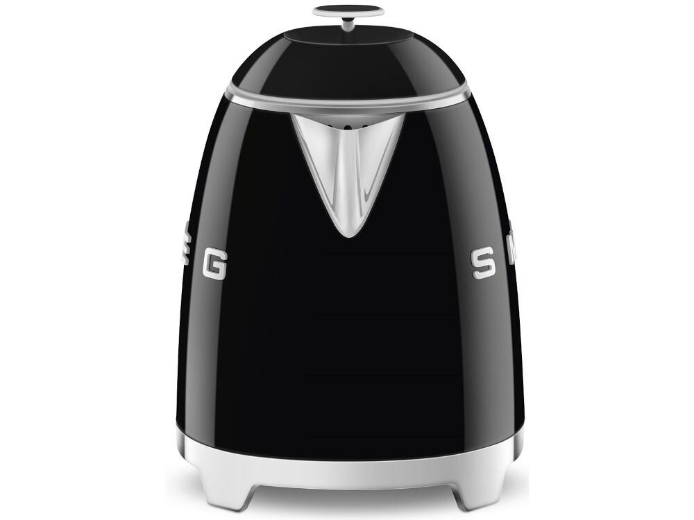 Czajnik SMEG KLF05BLEU Czarny kilka kluczowych zabezpieczeń bezpieczeństwo użytkowania automatyczne wyłączenie po osiągnieciu 100 stopni funkcja aqutomatycznego wyłączenia gdy brakuje wody w czajniku ukryty element grzewczy estetyczny wygląd