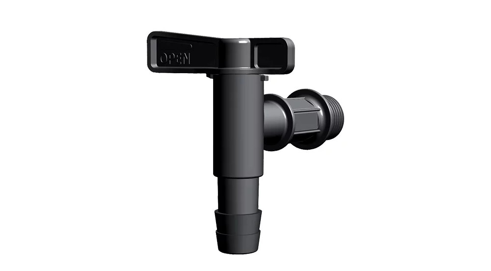 Kran do zbiornika na deszczówkę PROSPERPLAST ITAP1-S411 Cantap Czarny z wysokiej jakosci tworzywa sztucznego lekki wytrzymaly odporny na promieniowanie UV solidny szerkokosc 7,8 cm wysokosc 8 cm waga 0,38 kg