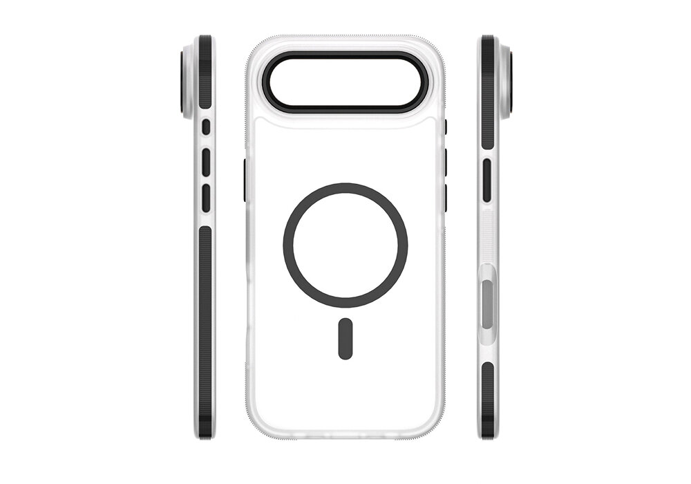 Etui ETTERI Icy Mag do iPhone Air Czarno-przezroczysty w eleganckim wydaniu Precyzyjnie dopasowane przyciski i otwory Metalowe wykończenie z metalicznym efektem