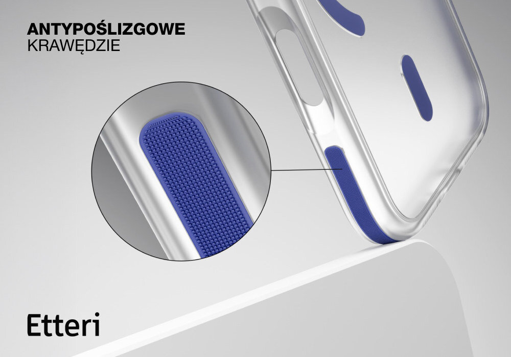 Etui ETTERI Icy Mag do iPhone Air Niebiesko-przezroczysty Dobry chwyt Antypoślizgowe elementy po bokach smukła budowa grubość