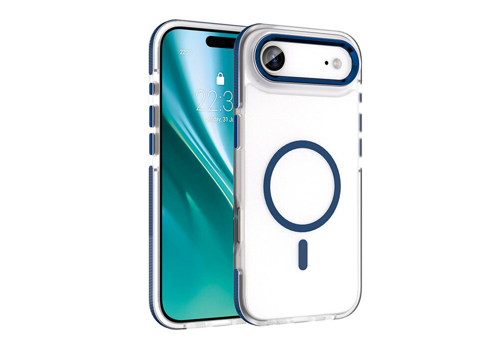 Etui ETTERI Icy Mag do iPhone Air Niebiesko-przezroczysty Kompatybilność z MagSafemagnesów o sile 2300 Gs wspiera system MagSafe wydajność ładowania magnetycznego i dużą stabilność 