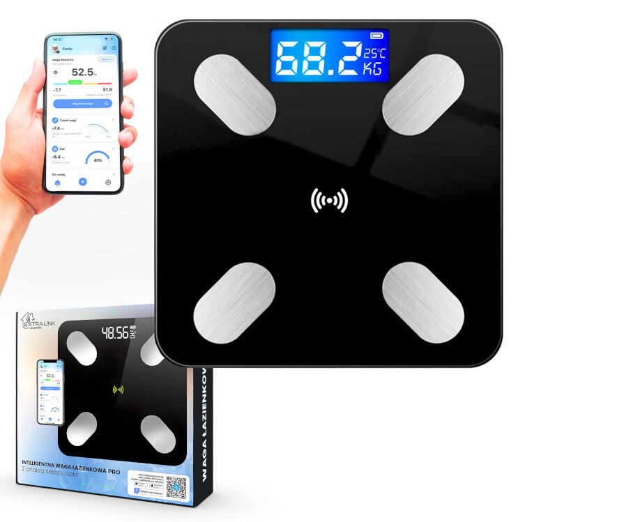 Waga łazienkowa EXTRALINK PRO wygląd design prezentacja wizualizacja Kontrola zdrowia w zasięgu ręki