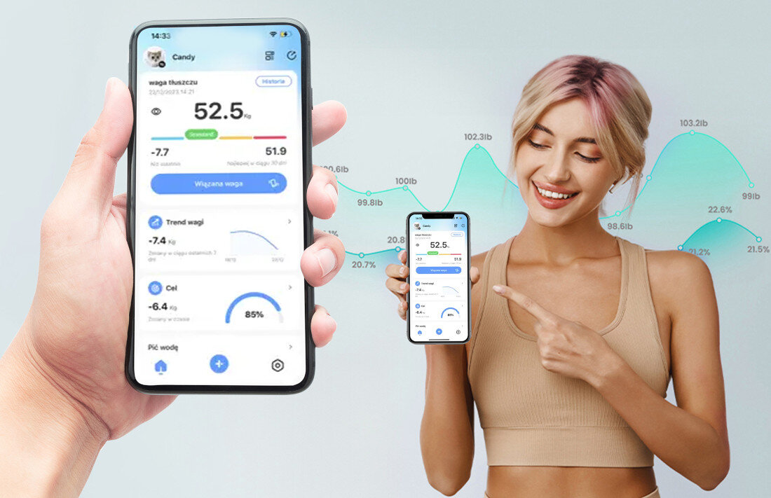 Waga łazienkowa EXTRALINK PRO na wyciągnięcie ręki Funkcja zapisu wyników Śledzenie postępów jest proste i motywujące kontrola