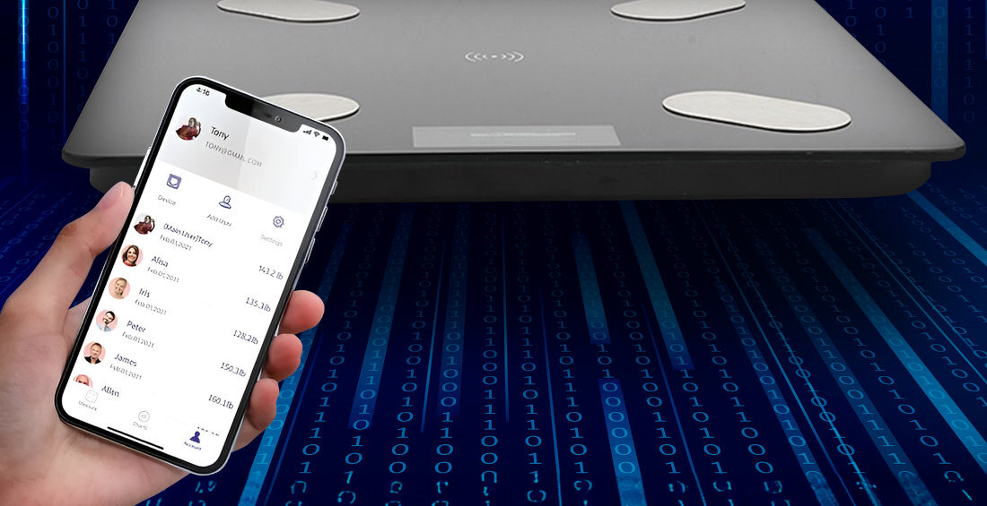 Waga łazienkowa EXTRALINK PRO Integracja z aplikacją aplikacja OKOK International dane analiza postępy dostęp do historii pomiarów i planowanie