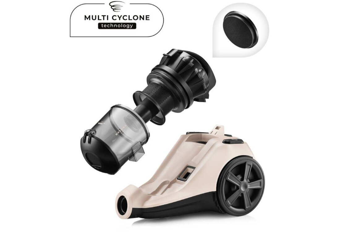 Odkurzacz MOZANO Max Cyclonic 4000 Beżowy Czyste powietrze Technologia MultiCyclone ulga dla alergików i osób z wrażliwymi drogami oddechowymi