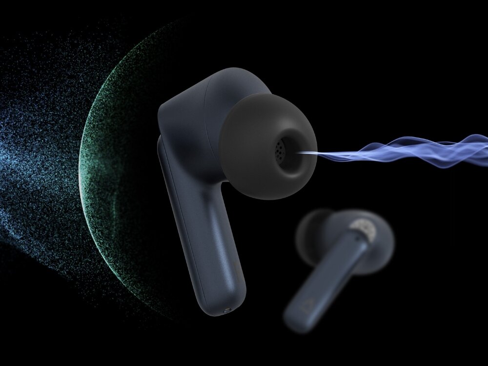 Słuchawki dokanałowe CREATIVE Aurvana Ace Mimi
                słuchawka na ciemnym tle xmems bluetooth 5.3 le audio auracast czas pracy ładowanie bezprzewodowe qi