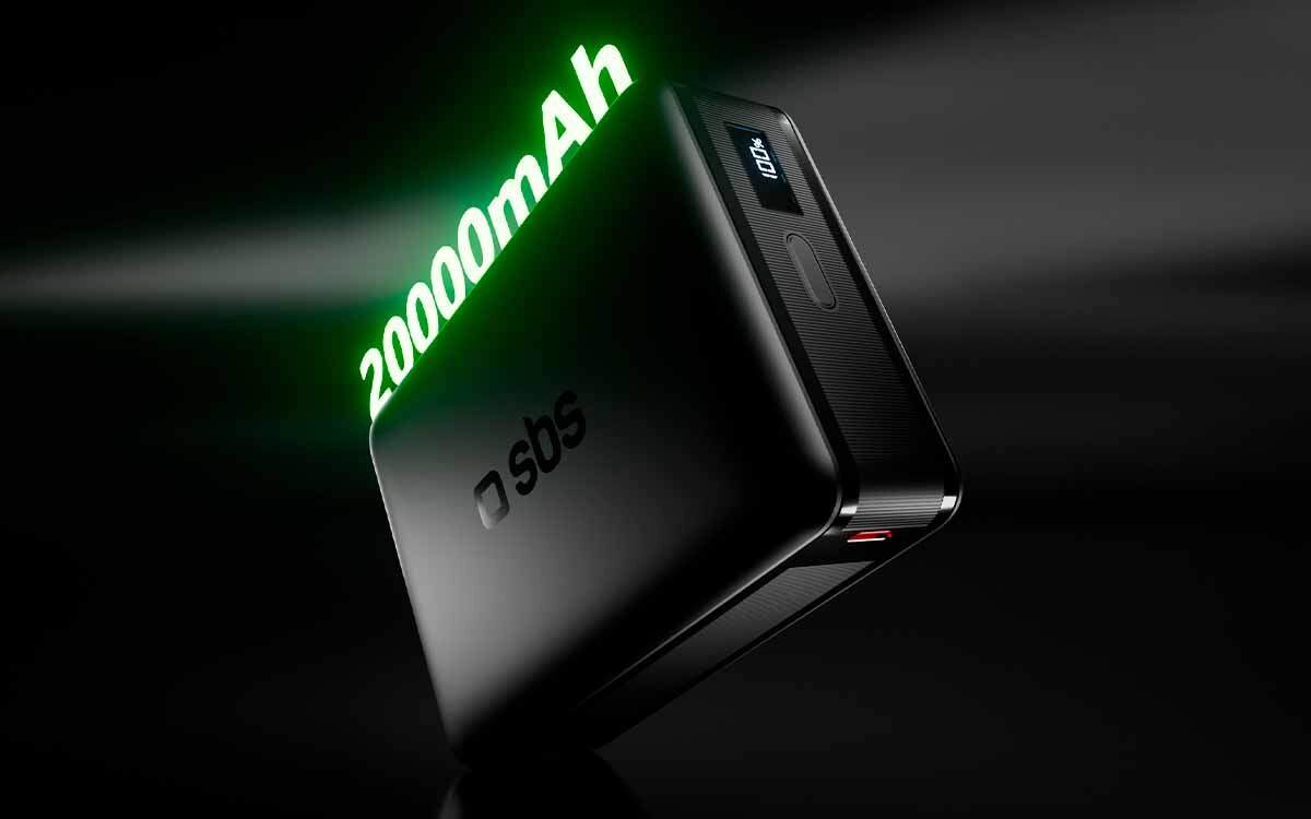 Powerbank SBS High-Density 20000 mAh Ładowanie laptopów przez USB-C o mocy 65 W i szybkie wyjście USB-A o mocy 22.5W