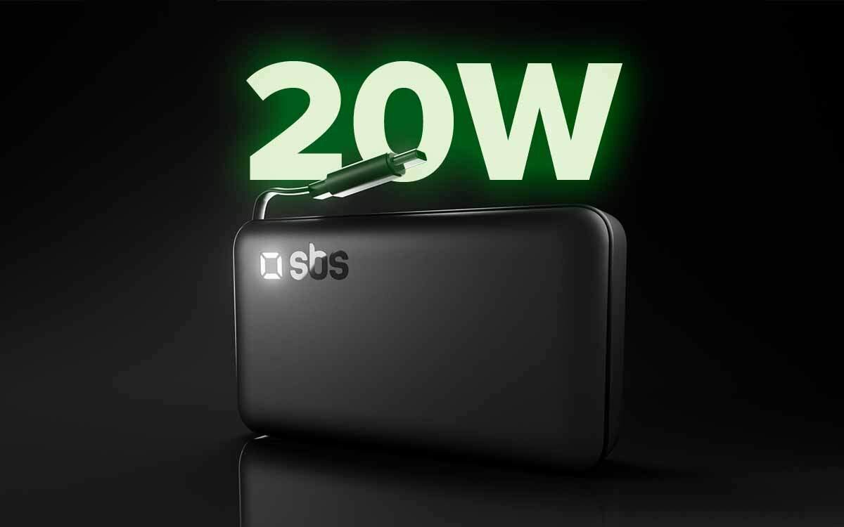 Powerbank SBS TEBBCT10000PDRETK 10000 mAh Wysuwany kabel USB-C z funkcją ładowania Power Delivery 20 W