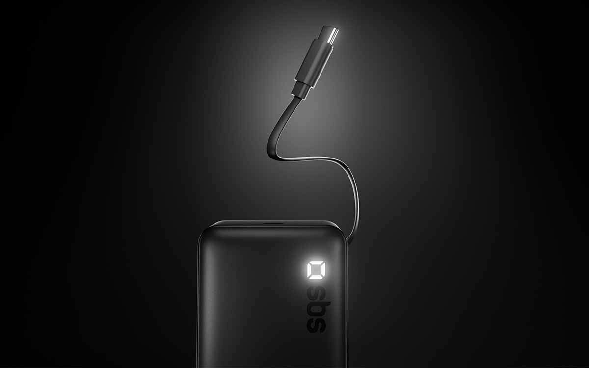 Powerbank SBS TEBBCT10000PDRETK 10000 mAh Kieszonkowy powerbank z wysuwanym kablem, idealny na co dzień 