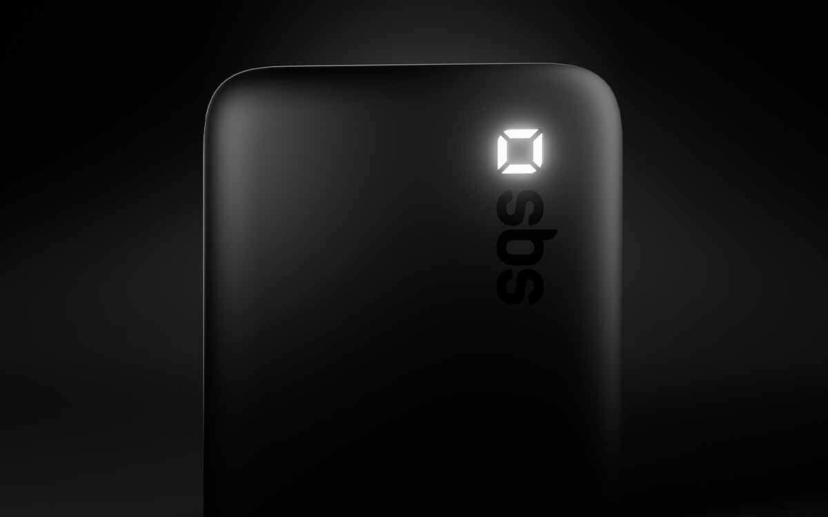 Powerbank SBS TEBBCT10000PDLDK High-Density 10000 mAh Smukły powerbank o pojemności 10 000 mAh z wyświetlaczem LCD informującym o poziomie naładowania