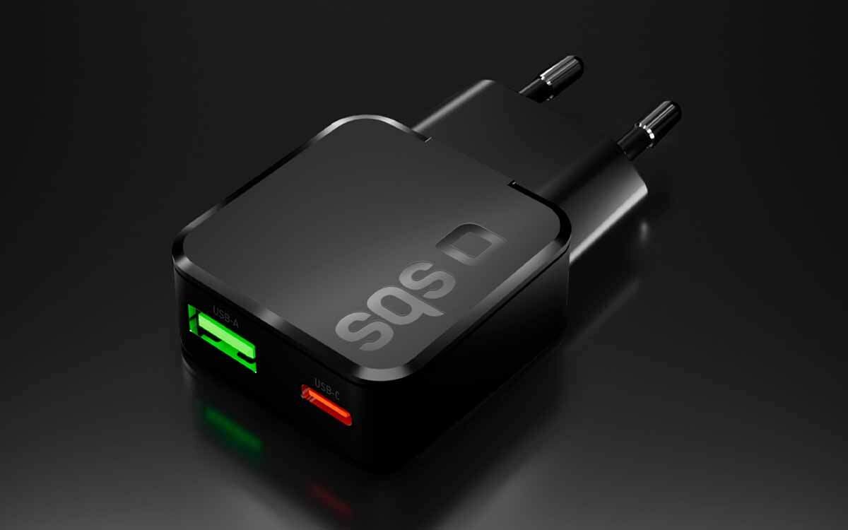 Uniwersalna, kompaktowa ładowarka z USB-C i USB-A do tabletów i telefonów.