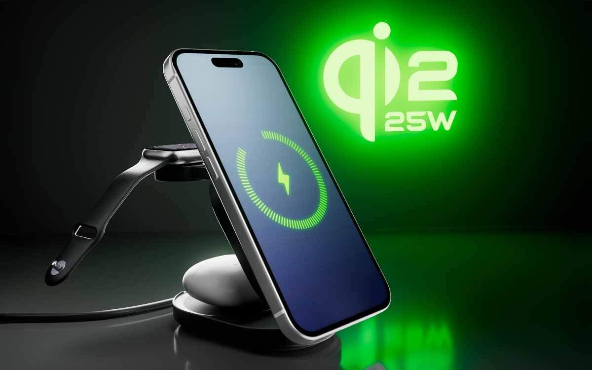 Inteligentna ładowarka Qi2.2 dostosowuje moc wyjściową do różnych urządzeń i potrzeb ładowania.