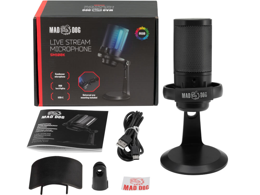 Mikrofon MAD DOG SM100K elementy zestaw
