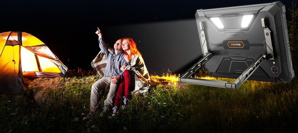 Tablet BLACKVIEW Active 12 Pro Projektor z lampą LED 400 lumenów i funkcją Face Unlock trzy tryby: stały, SOS i stroboskopowy 