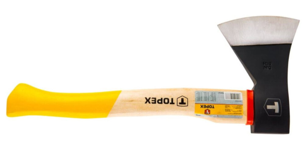 Siekiera uniwersalna TOPEX 05A136 0.6 kg trzonek drewniany zabezpieczony lakierem ochrona przed pochlanianiem wilgoci zwiekszona odpornosc na zmienne warunki atmosferyczne dlugie bezawaryjne uzytkowanie trwalosc ergonomia
