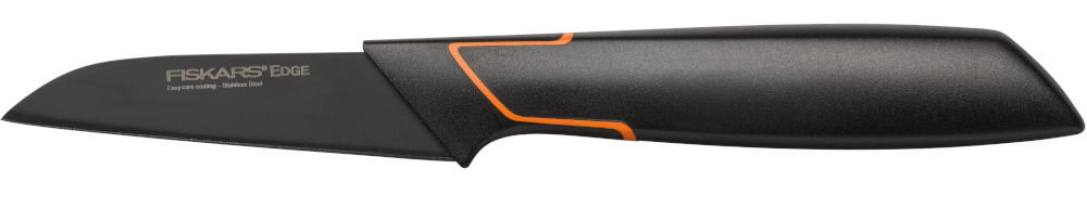 Nóż FISKARS Edge 978301 stylowy design funkcjonalność czarna powłoka PTFE elegancki wygląd nie przywiera do ostrza odporny na korozję zachowuje swoją ostrość przez długi czas twardość 52 HRC mozliwość mycia w zmywarce trwałość styl wygoda 