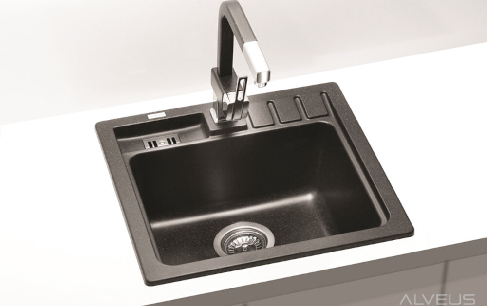 Zlewozmywak ALVEUS Niagara 20 1122091 Czarny Jednokomorowy zabudowa wpuszczana jedna komora minimalizm prostota