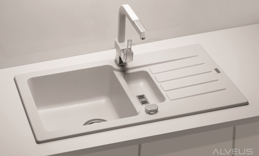Zlewozmywak ALVEUS Niagara 70 1127055 Beż 1,5-komorowy zabudowa wpuszczana minimalizm prostota