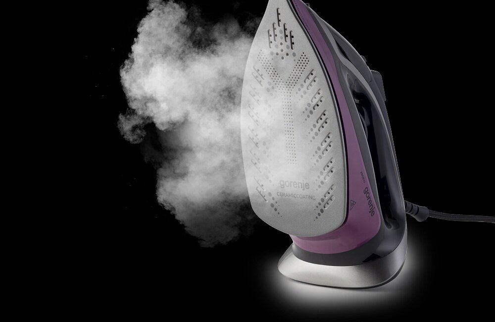 Żelazko parowe GORENJE SIK2800BKV duży strumień pary, usuwanie najgłębszych zagnieceń, intensywne prasowanie tkanin