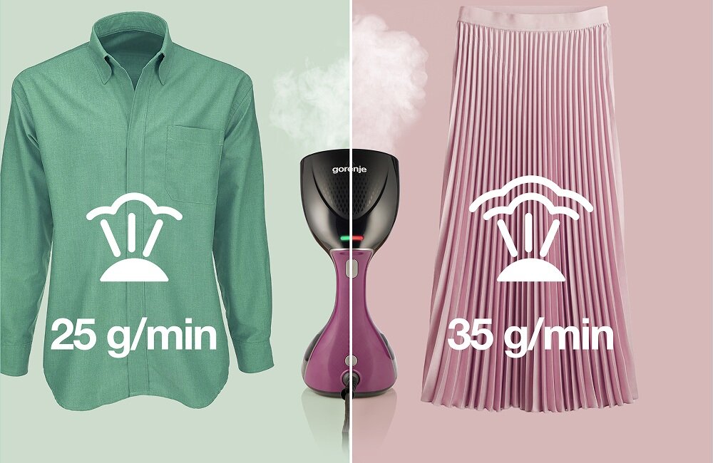 Parownica do ubrań Steamer GORENJE GS2100BKV błyskawiczne prasowanie delikatnych ubrań, wygładzenie bez wysiłku, szybkie i wydajne prasowanie parą