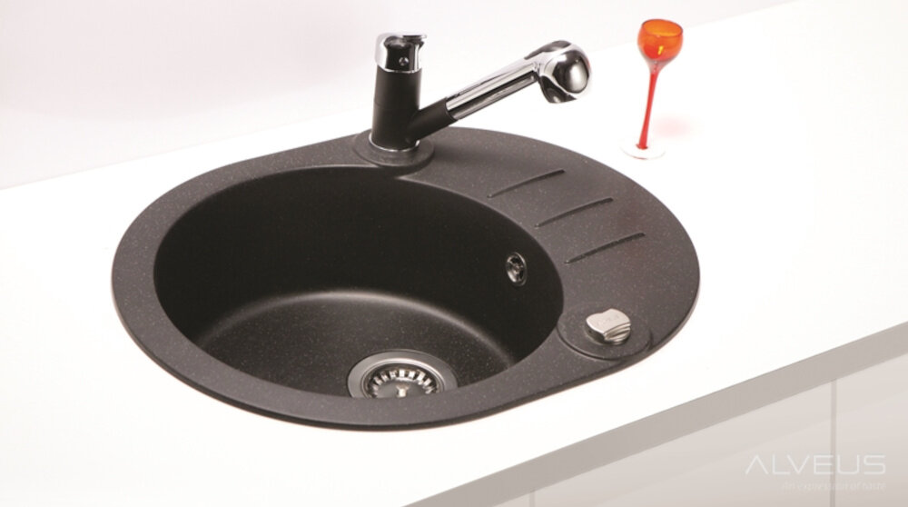 Zlewozmywak ALVEUS Roll 80 1218191 Czarny solidny prosty wykonanie trwały typ zabudowany wpuszczalny l wymiary przestrzeń