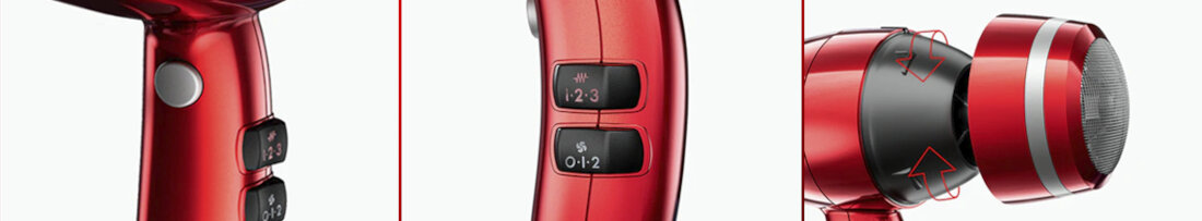 Suszarka VALERA SXJ7500DRC Swiss Silent Jet 7500 Light Rotocord Doskonała stylizacja generator jonów włosy gładkie lśniące sześć ustawień temperatury przepływ powietrza  Przycisk COOL Wyjmowany filtr metalowy  konserwacja  dwie dysze koncentrujące dyfuzor stylizacja