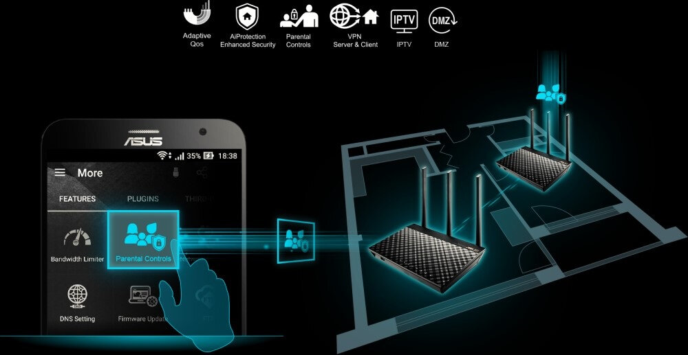 Router ASUS RT-AC67U 2-Pack - lacznosc wi fi AiMesh